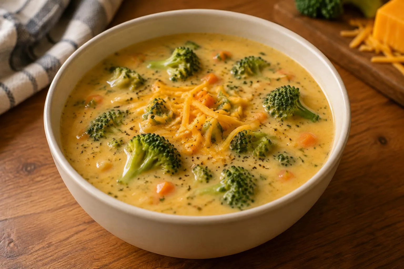 Creamy broccoli and cheddar cheese soup